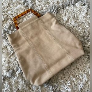 Suede Tortoise Handle Bag